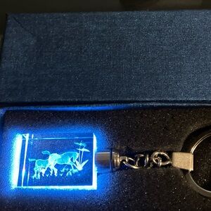 Rectangle shape Horse and Butterfly Crystal Keychain